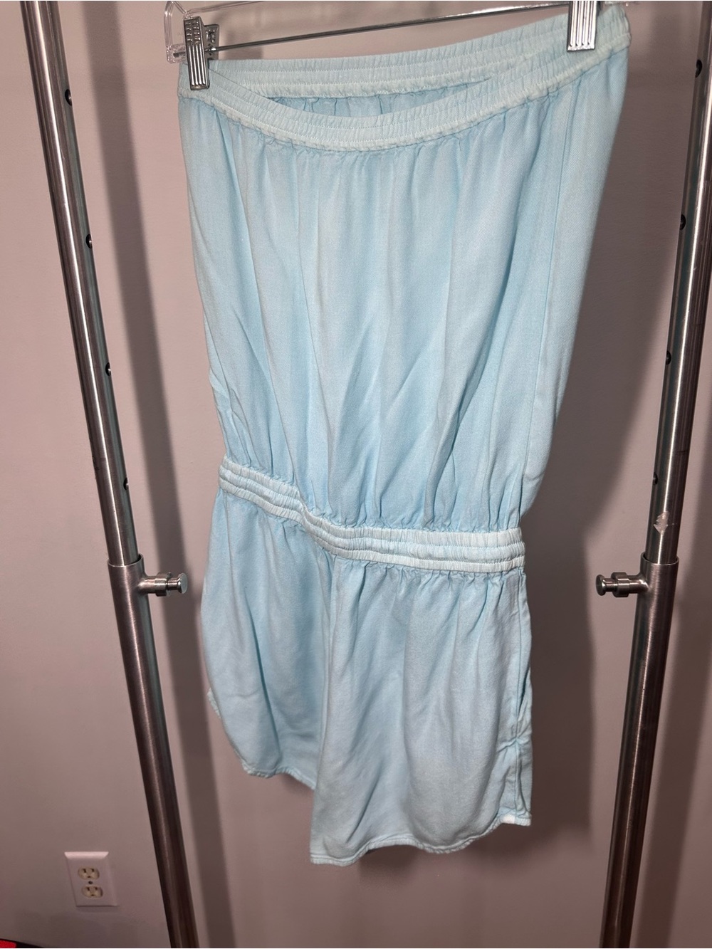 TALULA ARITZIA Light Baby Blue Tube Top Strapless Romper Shorts Soft Size XS - Picture 3 of 9